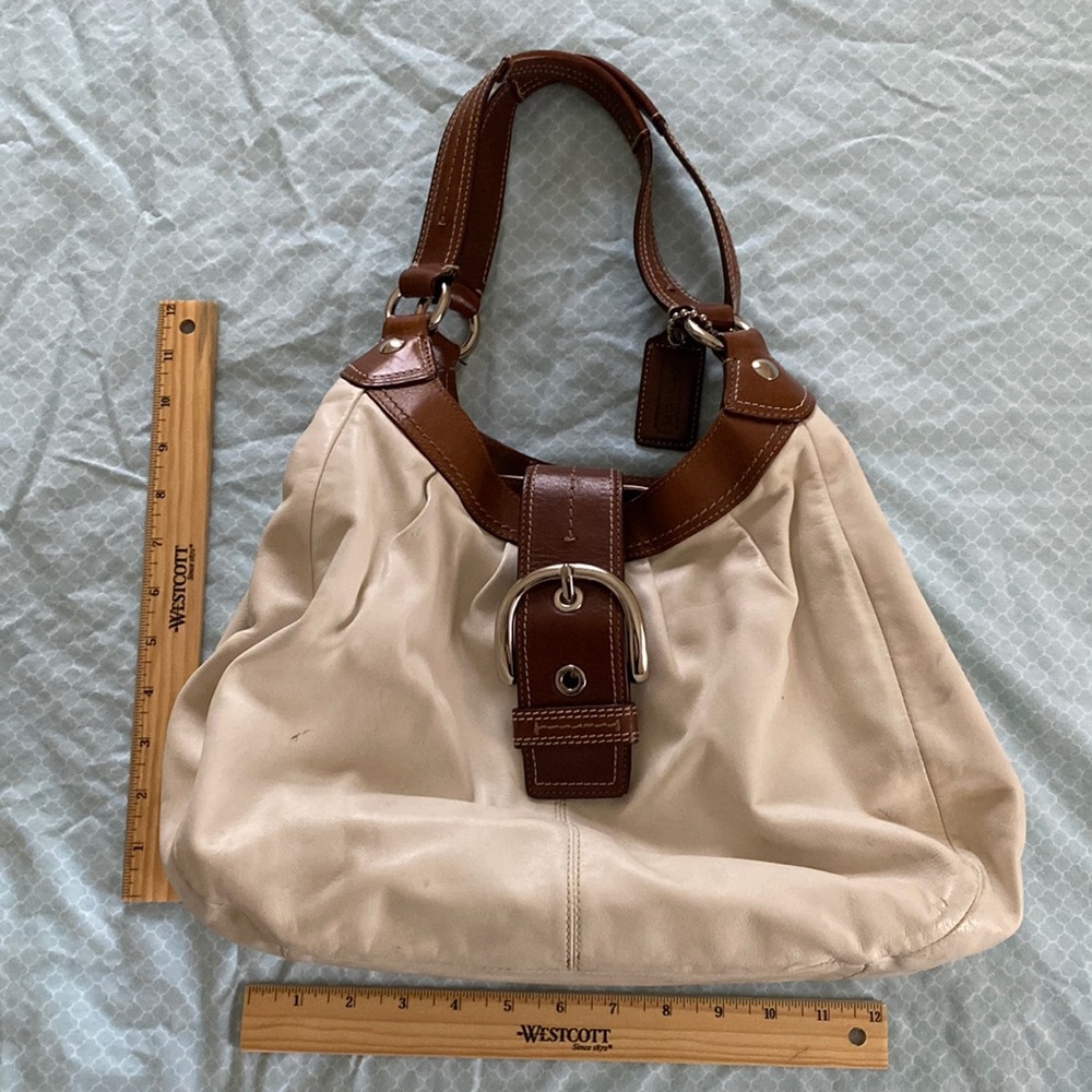 Cream Colored Leather Coach Bag